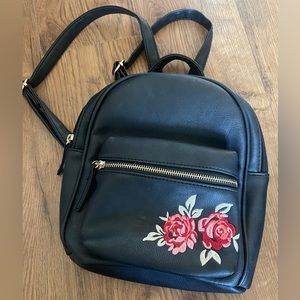 Mini black backpack with flowers